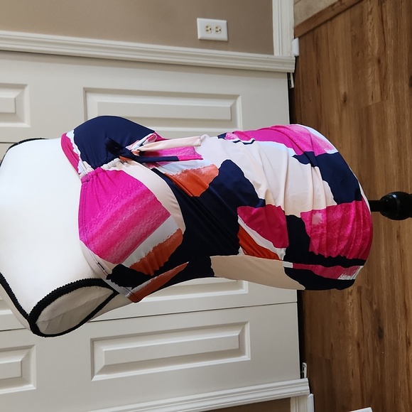 DYNK, NWT, Women's Swimsuit 🩱 Top, Size Large, Pink, Navy - Picture 6 of 12